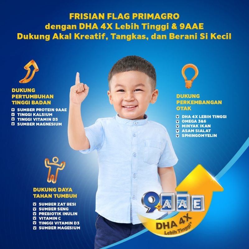 Frisian Flag Primagro 1+ 360gr Madu, Vanilla Dan Coklat (1-3 tahun) Susu Formula Pertumbuhan Anak - 1 Pcs