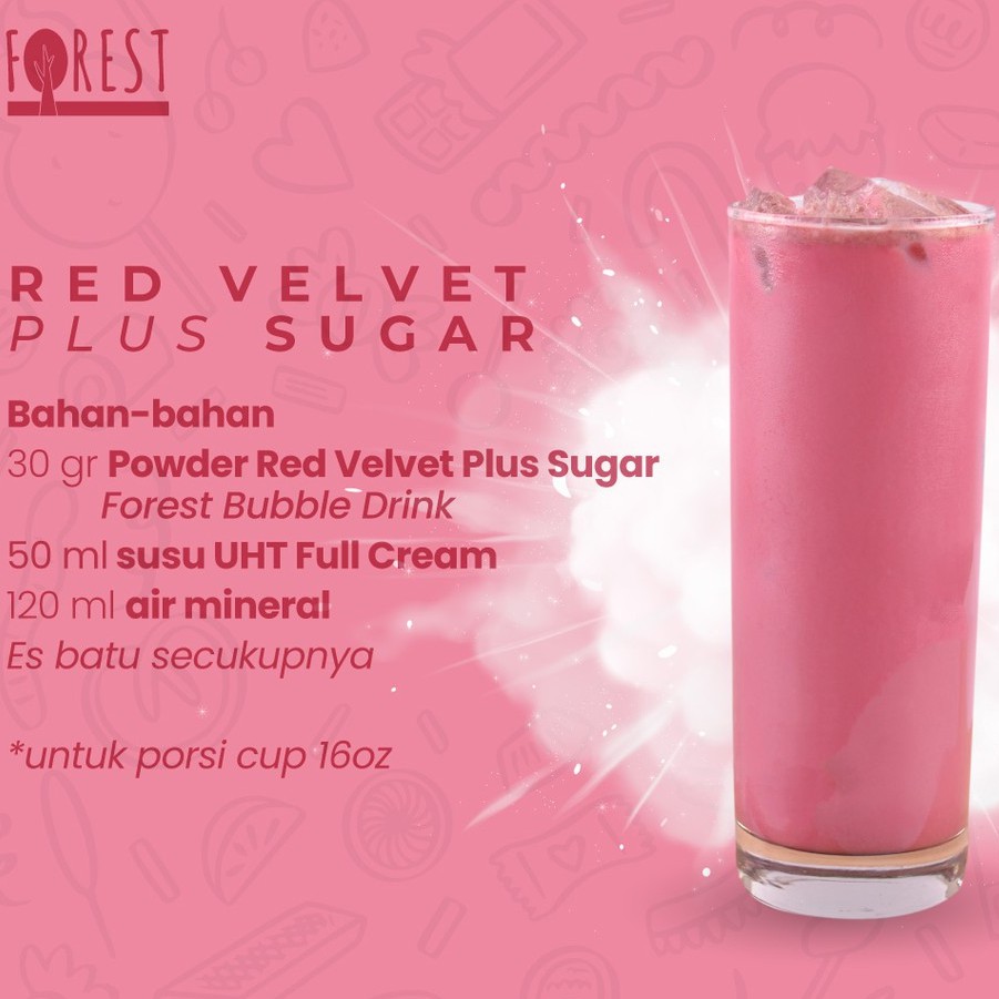 Bubuk Minuman RED VELVET Powder 1000g PLUS GULA - Forest Bubble Drink