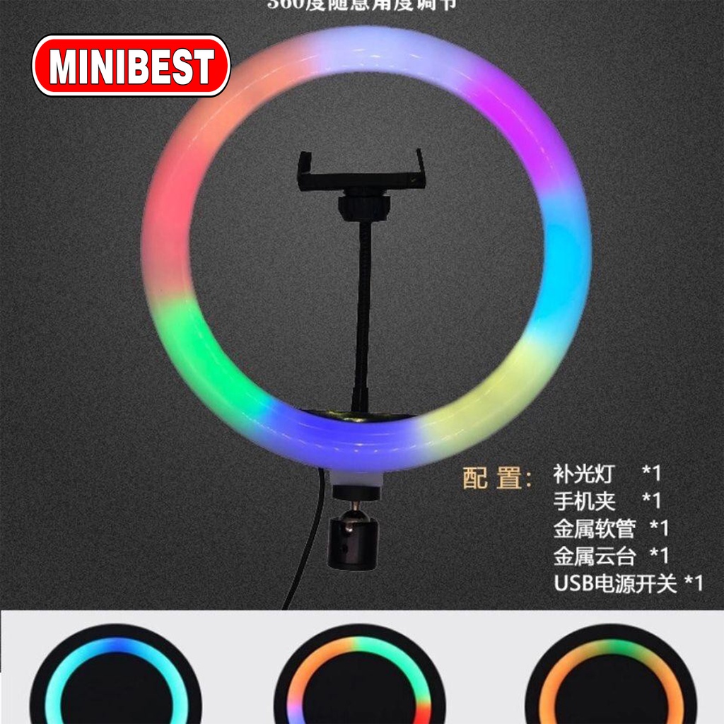 Ring Light RGB 26 CM + 2M Led Rainbow TRIPOD Video LED TIKTOK