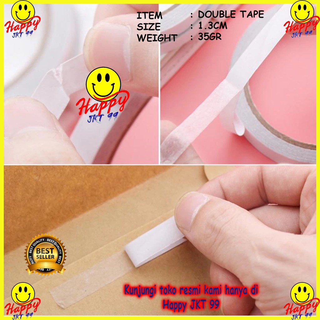 [ HAPPY JKT 99 ] ISOLASI DOUBLE TAPE SOLVENT 1.3CM X 12M