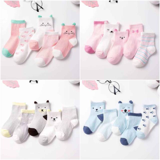 CHUBBI 8 Kaos Kaki Anak Laki Perempuan 5pcs/Set