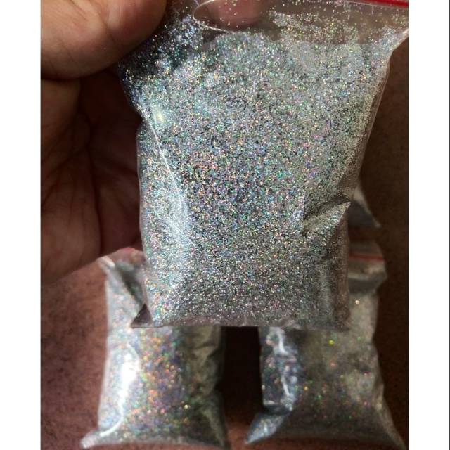 PROMO!!  GLITTER SILVER HOLOGRAM / SILVER RAINBOW 100 GR