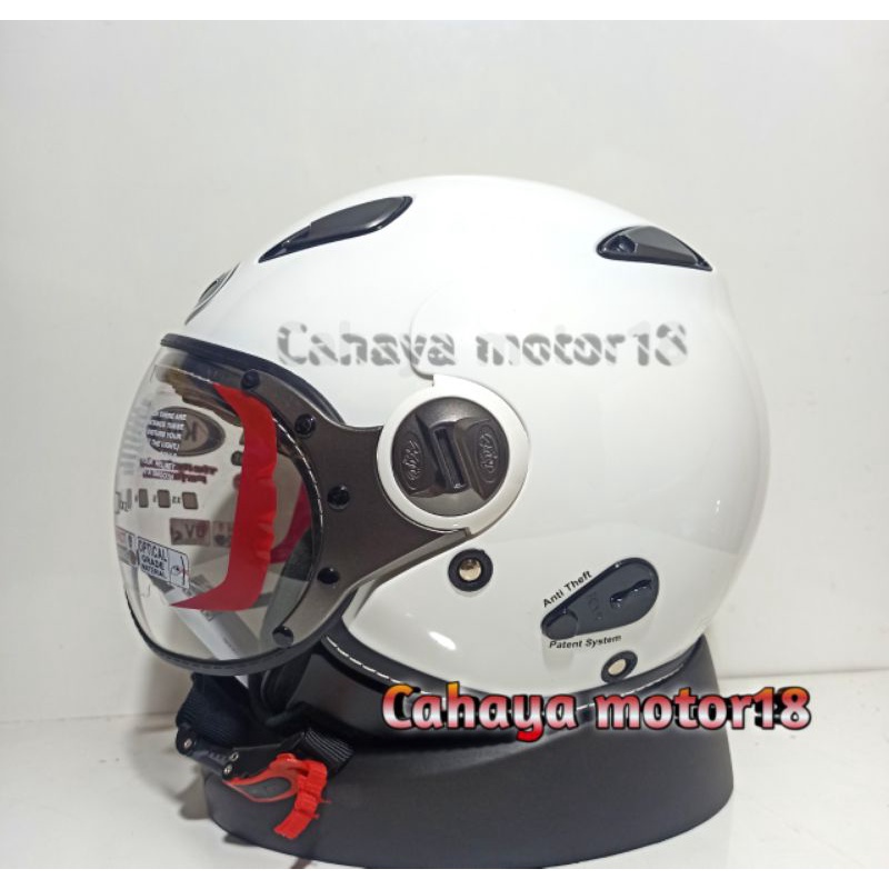 HELM KYT ELSICO WHITE SOLID|PUTIH KYT RETRO HALF FACE
