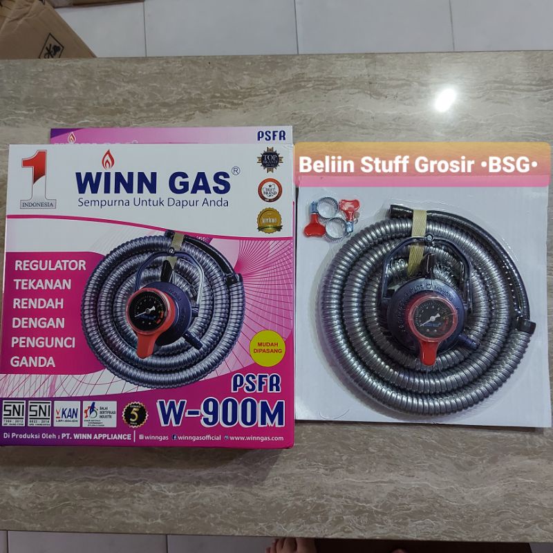 Selang Gas + Regulator + Klem WINN GAS PSFR W-900 M/ Regulator Pengunci Ganda + Selang 1.8 Meter