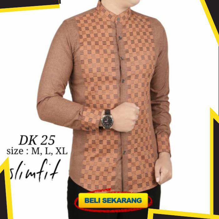 BAJU KOKO PRIA SLIM FIT KEMEJA KOKO PRIA PANJANG BEST SELLER DK25