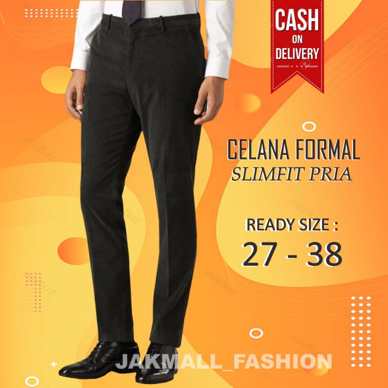 JAKMALL Celana  Kantor Formal Kerja Bahan  Dasar  Pria 