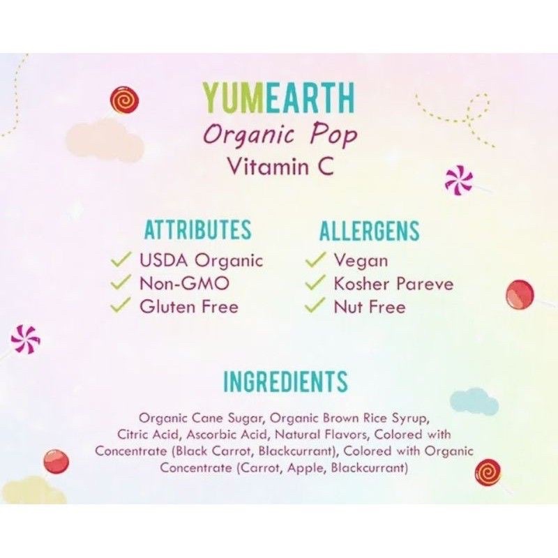 YumEarth organic pops Vitamin C SATUAN