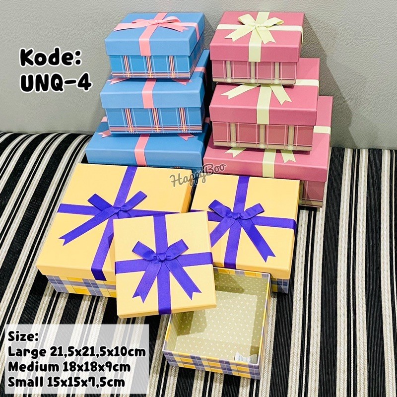 kotak kado gift box kado hampers unq4 set 3 susun / satuan large medium small kecil sedang besar