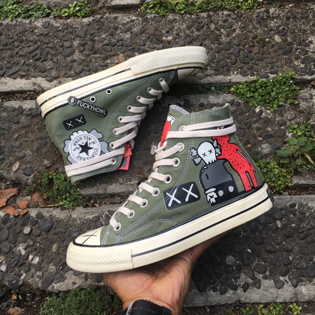 [BAYAR DITEMPAT] KAWS X Converse Allstar 70s Olive Green