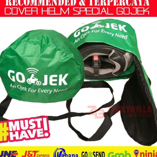x2lm cover helmet gojek, tas helm anti hujan dengan logo gojek - uber htq8