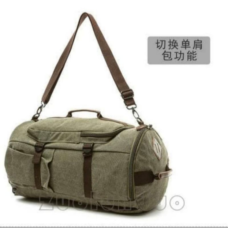 TAS MULTIFUNGSI/TAS RANSEL/TAS KANVAS PRIA KHAKI