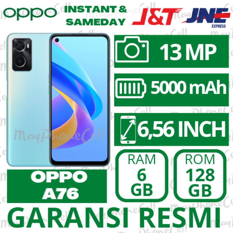 Oppo A76 Ram 6GB Internal 128GB 6/128 New Baru Termurah Terlaris Garansi Resmi 1 Tahun 12 Bulan