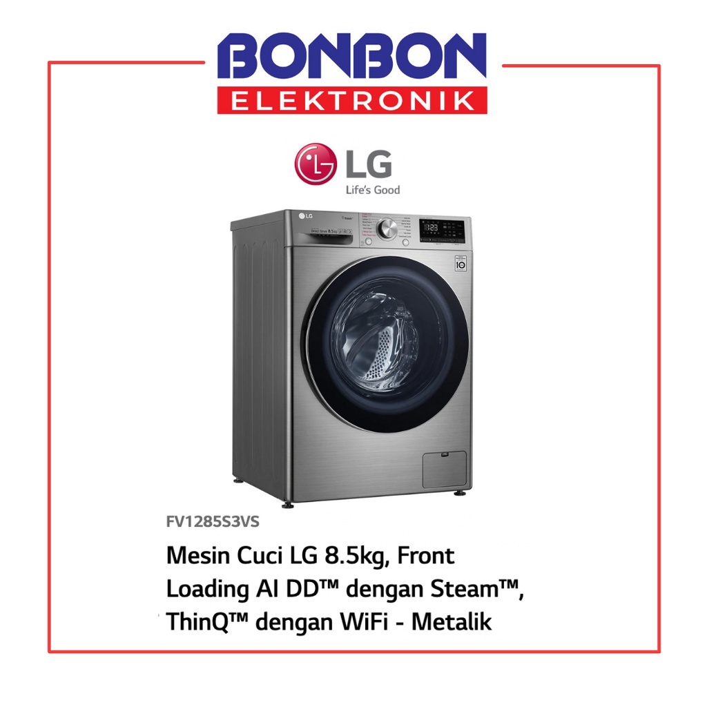 LG Mesin Cuci Front Loading 8.5KG FV1285S3VS Inverter Smart ThinQ Wifi