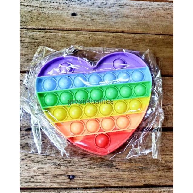 POP IT MURAH RAINBOW VIRAL MAINAN ANAK HITZ POPIT PUSH UP-Heart shape