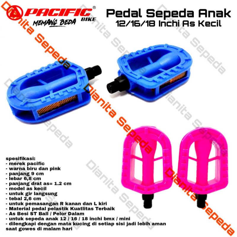 pedal sepeda anak 12 16 18 inchi bmx mini lipat as kecil gir langsung pacific biru dan pink sepasang