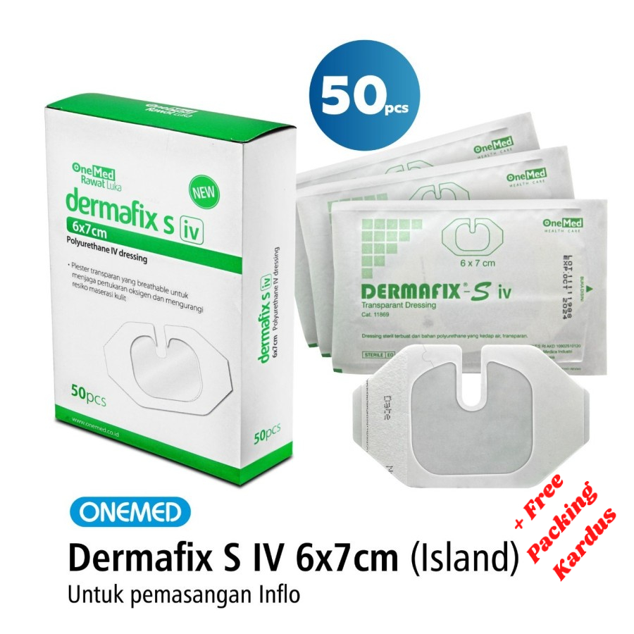 Dermafix S 6x7cm Onemed IV Dressing OneMed Plester Infus Transparan Polyurethane IV Dressing Plester Infus Anti Air One Med