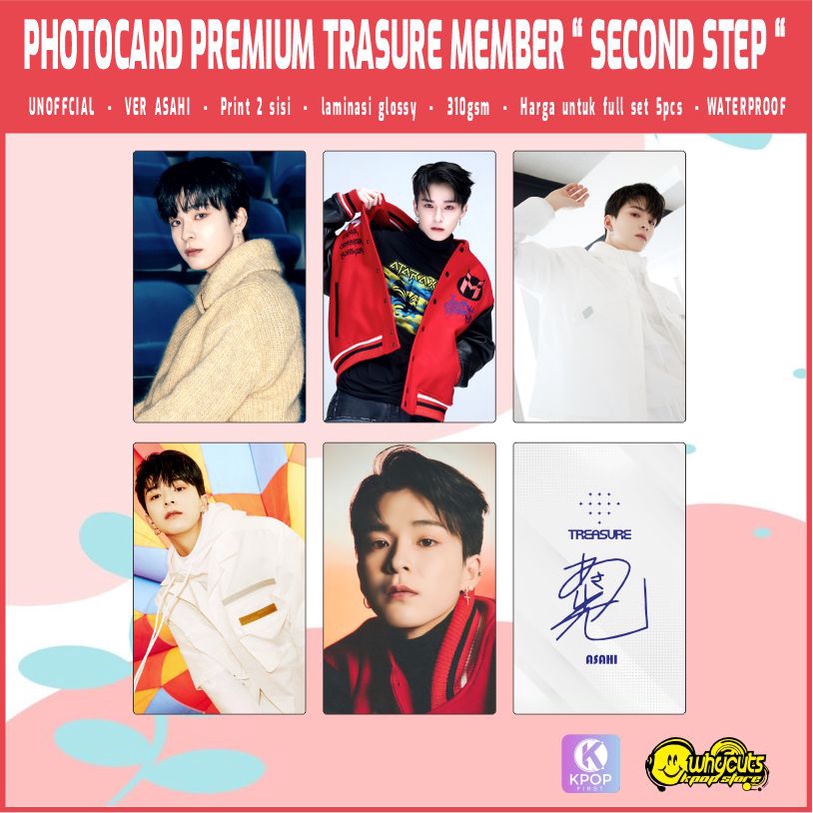 PHOTOCARD SET PREMIUM TREASURE FIRST STEP MEMBER / PRINT 2 SISI GLOSSY / ANTI AIR / ISI 5 PCS