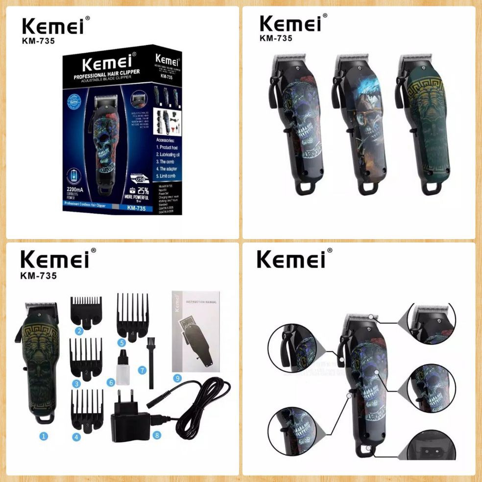 Kemei Alat Cukur Rambut Km-735 Hair Clipper Electric Rechargeable