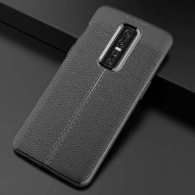 AUTO FOCUS case VIVO V17 PRO - softcase motif kulit elegan warna hitam vivo v17 pro