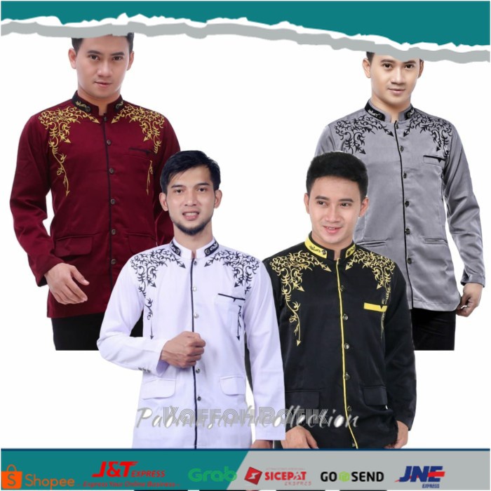 ✨ BISA COD ✨ Jaskoko bordir |Jasko bordir modern| Koko bordir| Baju koko pria - Marun, XXL