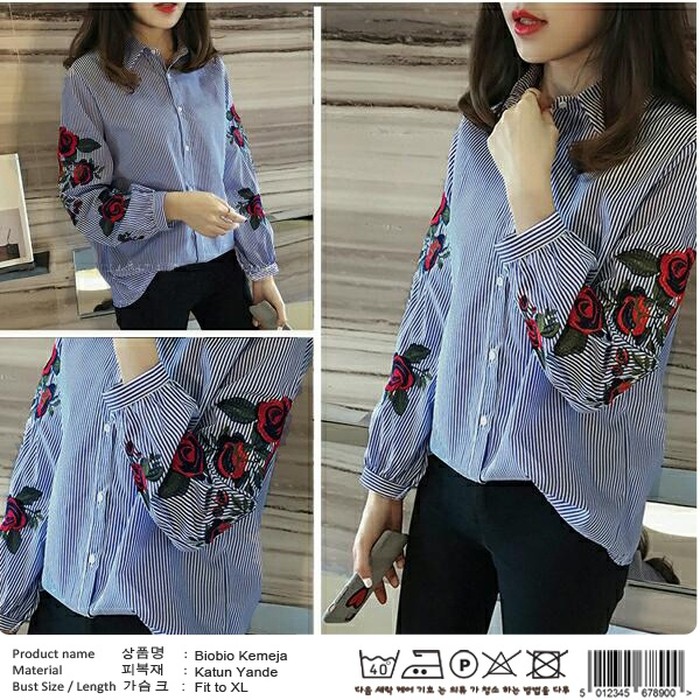 Kemeja wanita - kemeja motif bunga (bordir)