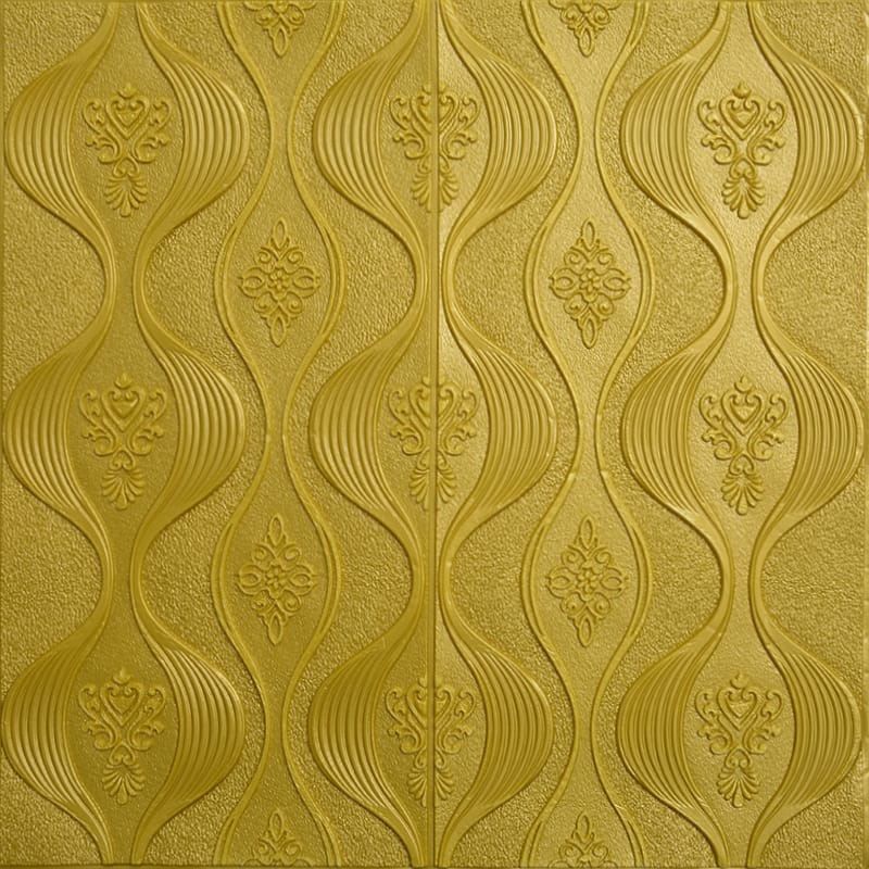 [COD] Wallpaper Dinding Stiker Wallfoam 3D Sticker Dekorasi Kamar Rumah Murah [Seri X] 70cmx70cmx6mm-GOLD