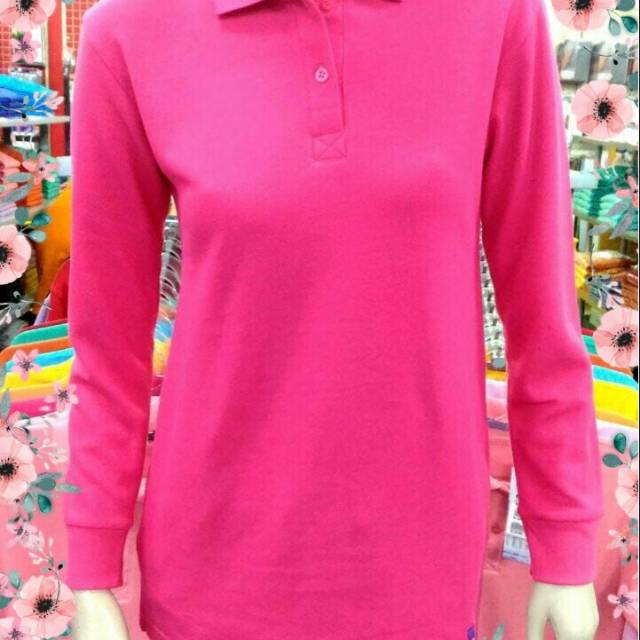 KAOS POLO SHIRT WANITA LENGAN PANJANG