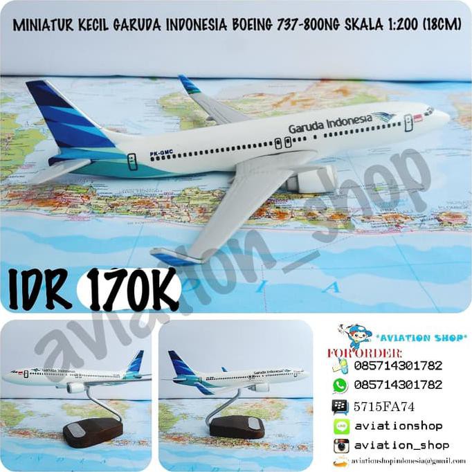 Gaya Miniatur Pesawat Garuda Indonesia Boeing 737-800Ng Skala 1:200 (19Cm) Bergaransi