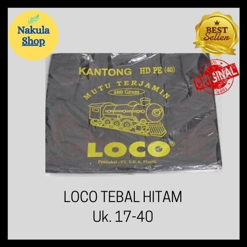 Kantong Plastik Kresek Loco Tebal Hitam 500 gram ukuran 17 - 40