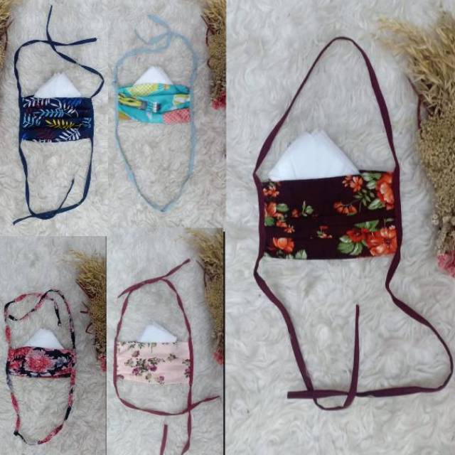 (tali hijab motif) masker kain 2ply bisa diisi tissue