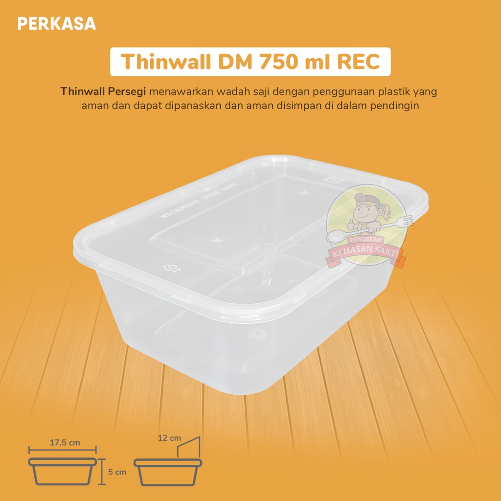 Thinwall 750 ml Persegi / Food Container / Kotak Makan Terlengkap