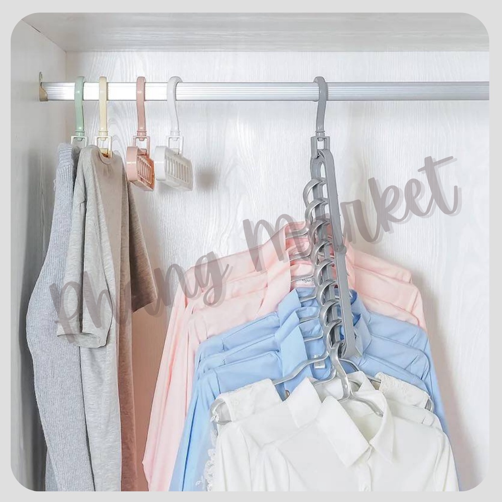 Magic Hanger Gantungan Jemuran Baju Pakaian Multifungsi Serbaguna Instan 9 in 1