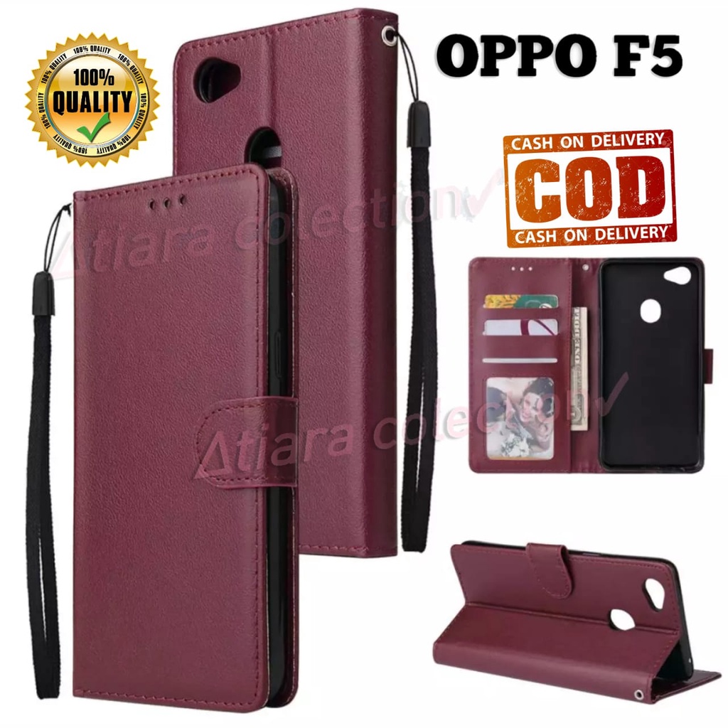 OPPO F5 F3 F3+ F7 F9 PRO F11 PRO F11 F1S  CASING DOMPET HP COVER HP LEATHER FLIP CASE PREMIUM