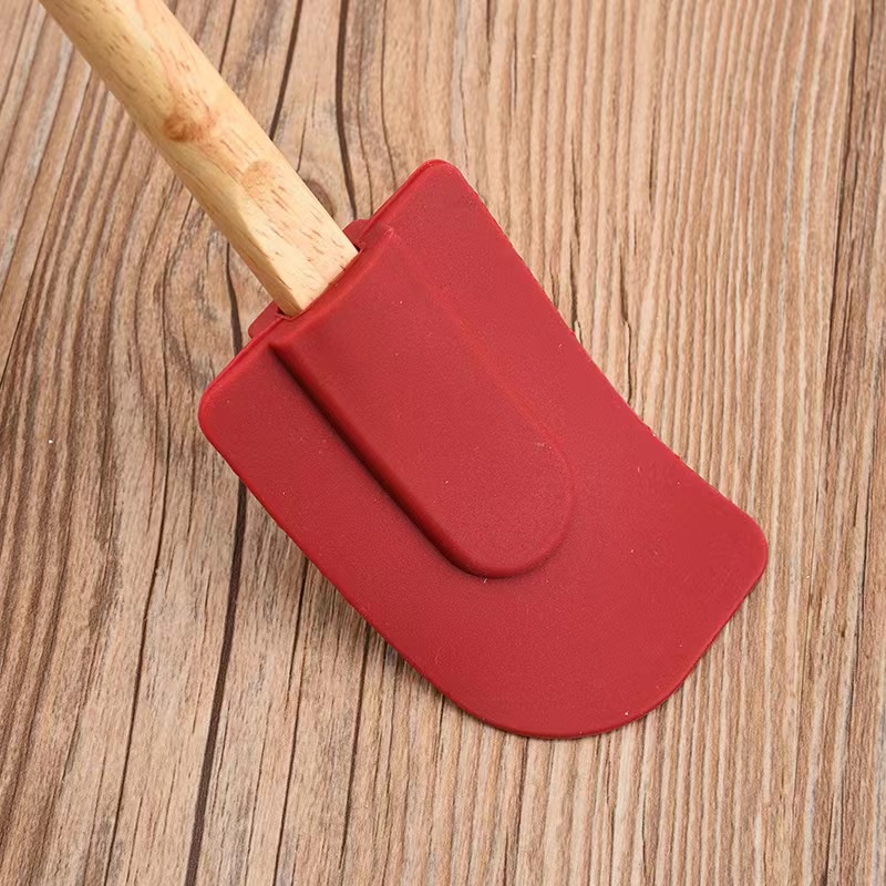 Spatula Sendok Sutil Silicone Silikon Alat Masak Dapur Gagang Kayu