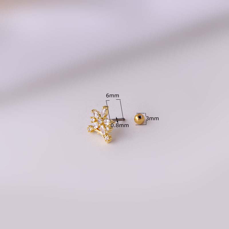 1pc 2022 Anting Tindik Helix 20 Gage Bahan Stainless Steel Dengan Zircon