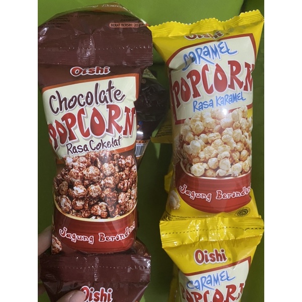 

POPCORN OISHI JAGUNG BERONDONG 1PCS ECERAN 20GRAM RASA KARAMEL COKLAT