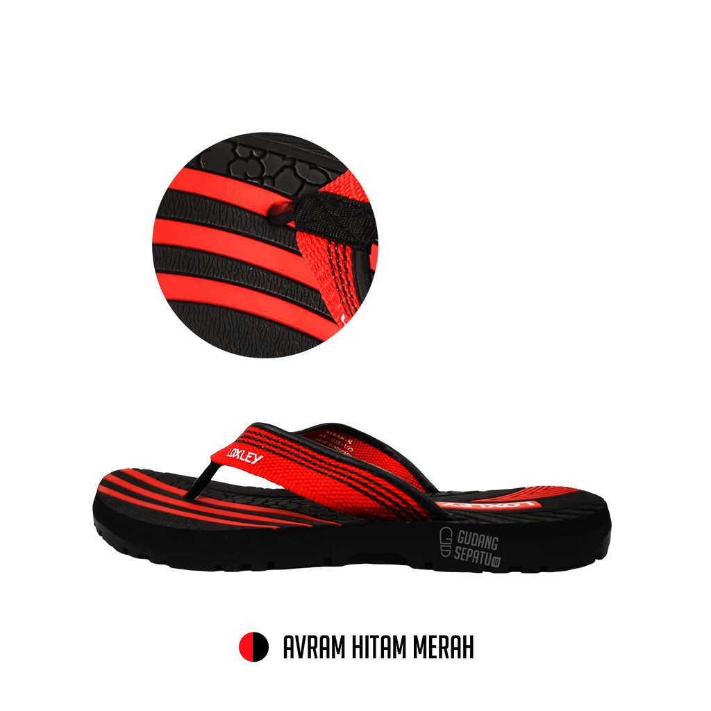 Sandal Japit Pria Kasual LOXLEY AVRAM 38-43 Hitam Merah 100% original