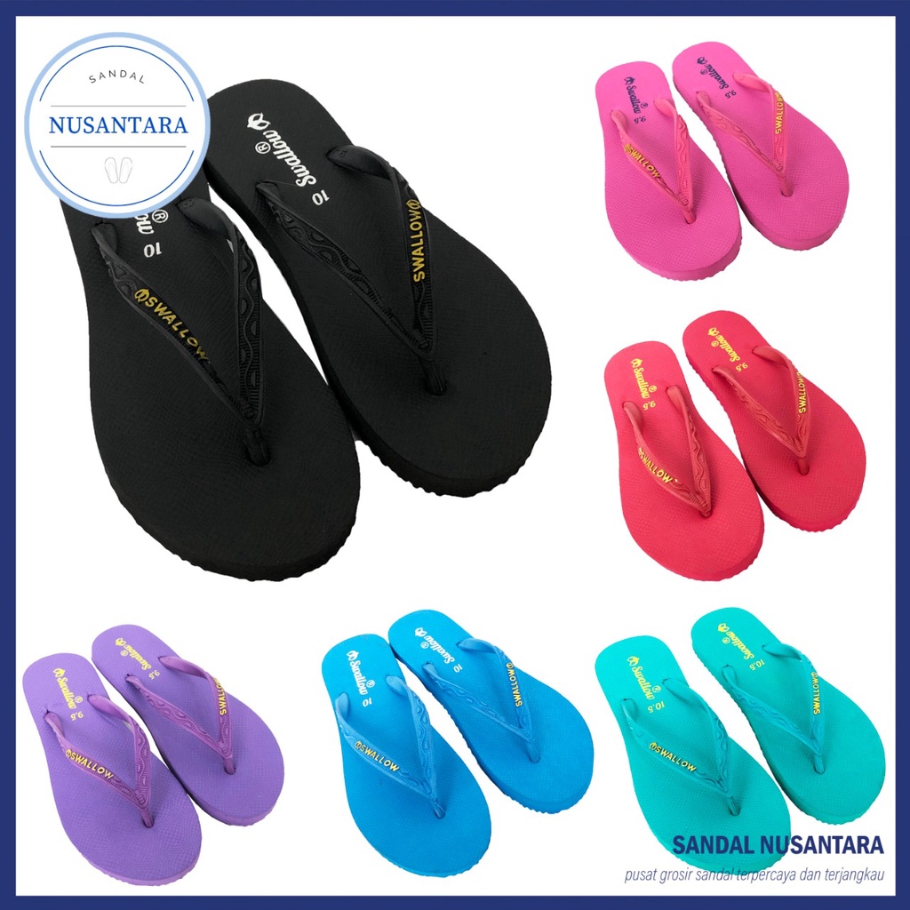 Sandal Jepit Swallow Nice Wanita Karet Warna Polos