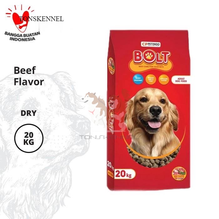 BOLT Dog Food 1 Kg 1Kg Makanan Anjing Dewasa Ras Anakan  Anak Beef Lamb Kibble Segitiga Kecil BUlat Tulang