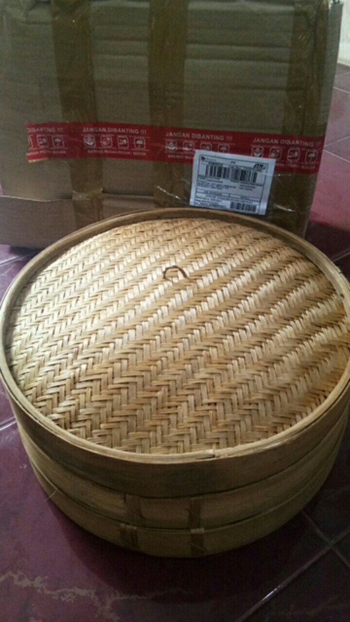 Streamer Klakat Bambu Dimsum 35cm | Kukusan Bambu - 2 Wadah + 1 Tutup