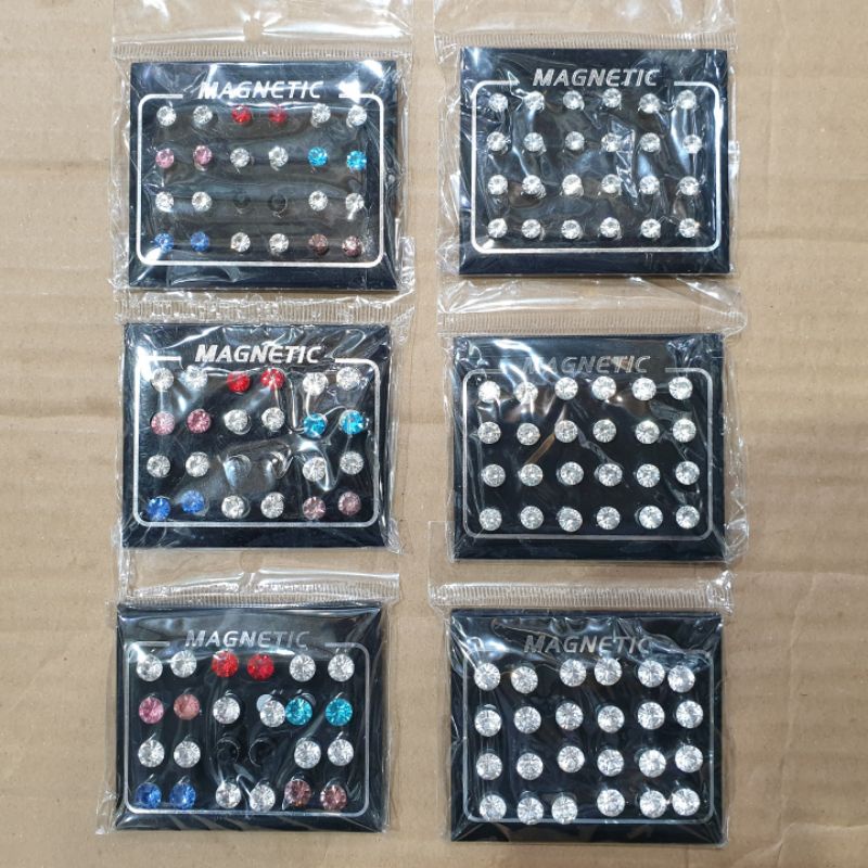 Anting Permata Tempel Magnetic Magnet Per Lembar 12pasang Grosir