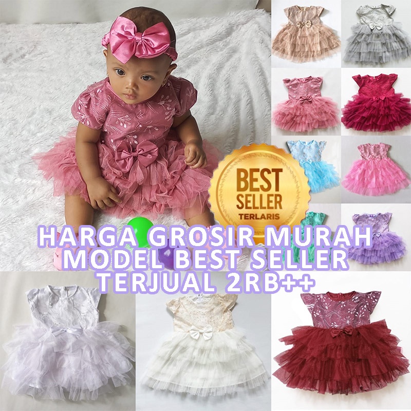 GROSIR Gaun Pesta Bayi Perempuan 6 12 bulan Dress Anak Princess Grosiran Terlaris Bahan Brukat Tile KA110