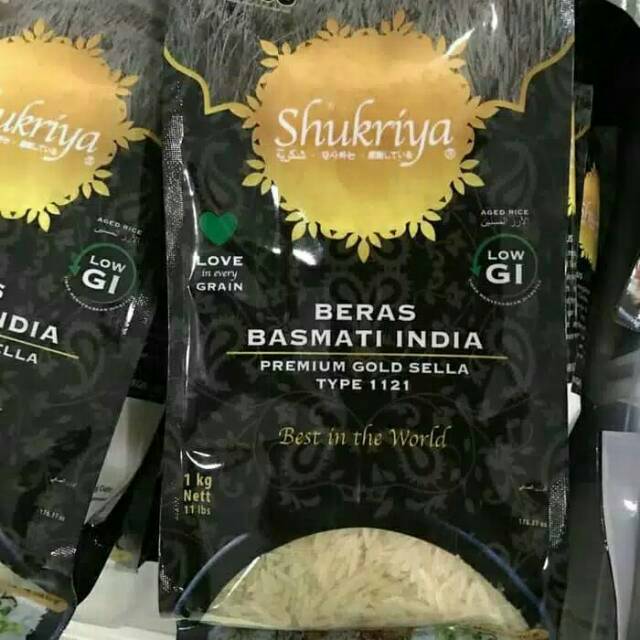 

Gameela Shukriya Beras Basmati India 1 Kg Premium Gold Sella Type 1121 Low GI Bahan Nasi Kebuli Asli