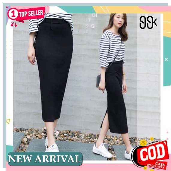 Rok Wanita Murah Tebal Kotak Mini Remaja Korea L1G5 Rempel Panjang Simpel Midi Wisuda Kekinian Ori M