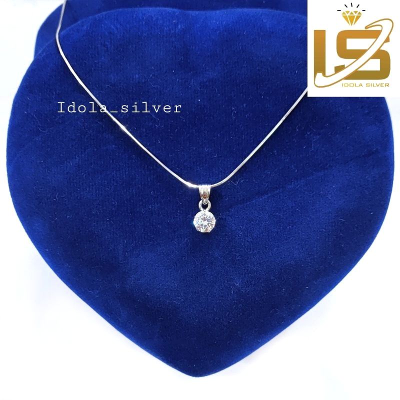 Kalung Perak Wanita Asli Silver 925 Lapis Emas Putih Cassandra Italy Liontin Desi - Kalung Wanita Anti Karat