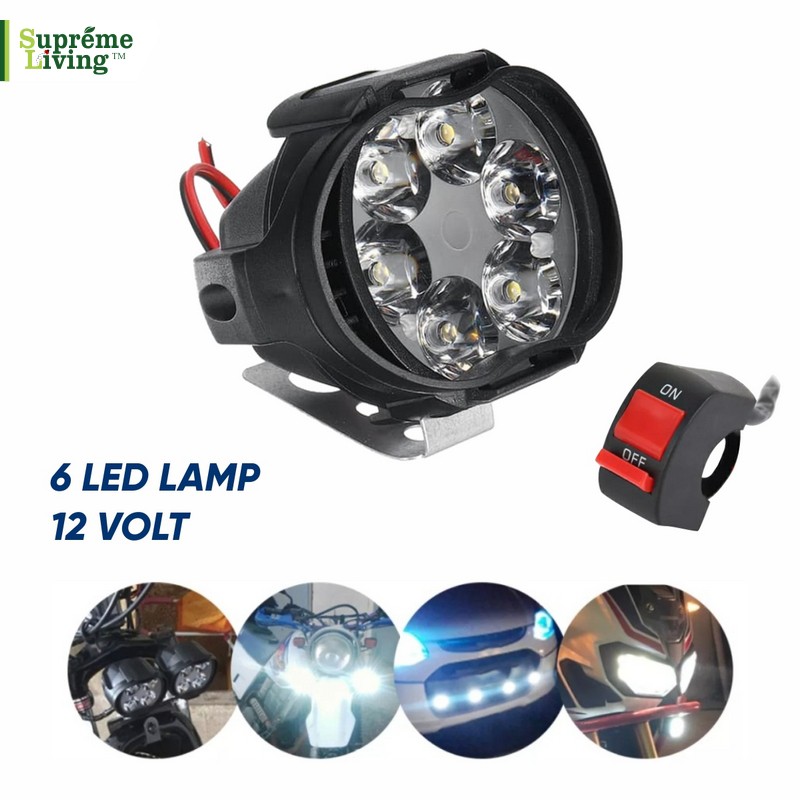 Lampu Tembak Sorot LED Spion Motor Work Light Cree 6 Mata 10 Watt 12V + Free Saklar