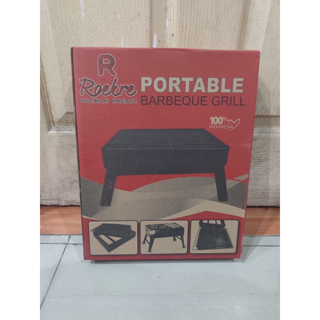 BELLA - PANGGANGAN PORTABLE KOTAK HITAM | ALAT PANGGANG BARBEQUE GRILL BBQ - MURAH