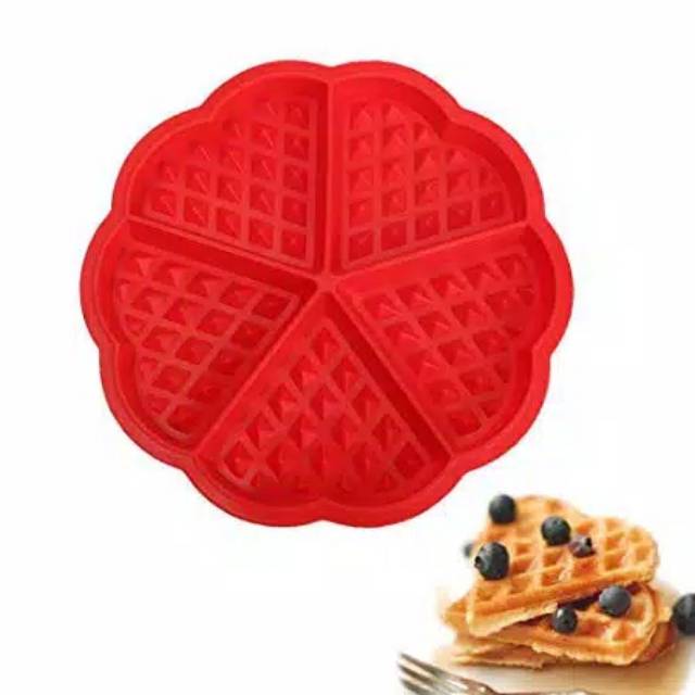 Cetakan Kue Wafel Silikon Heart Round Silicone Waffle