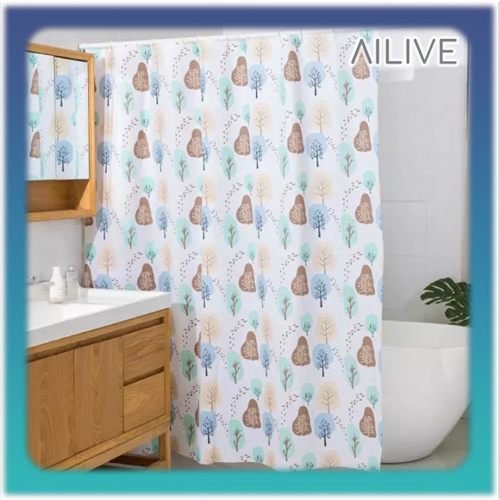 Tirai Kamar Mandi Motif 180x180cm Anti Air PEVA / Shower Curtain Bathroom / Tirai Shower Tebal Premium