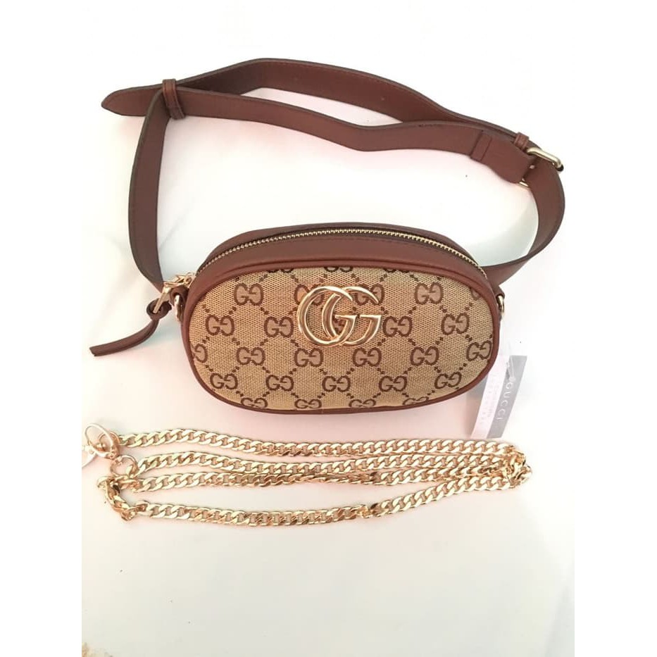 GROSIR 0551 Tas Wanita Tas Batam Import Gucci Belt Nagita Mini Canvas IB TAS SELEMPANG